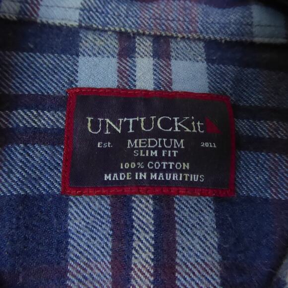 Untuckit Shirt Mens SZ M Slim Fit Flannel Button Up Plaid Outdoors Midweight - Picture 4 of 9